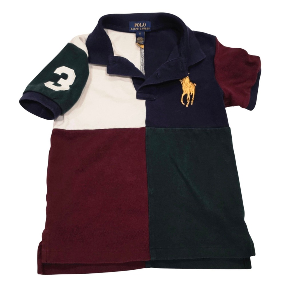 Polo Ralph Lauren Kids Polo Shirt Multi Colorblock Big Pony Patch Size 5